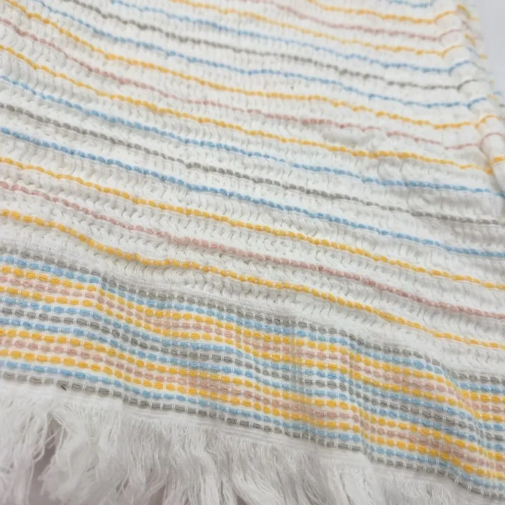 Inup Fine Linens Cotton Summer Throw/Blanket Waffle Weave Portugal NWT Pastels